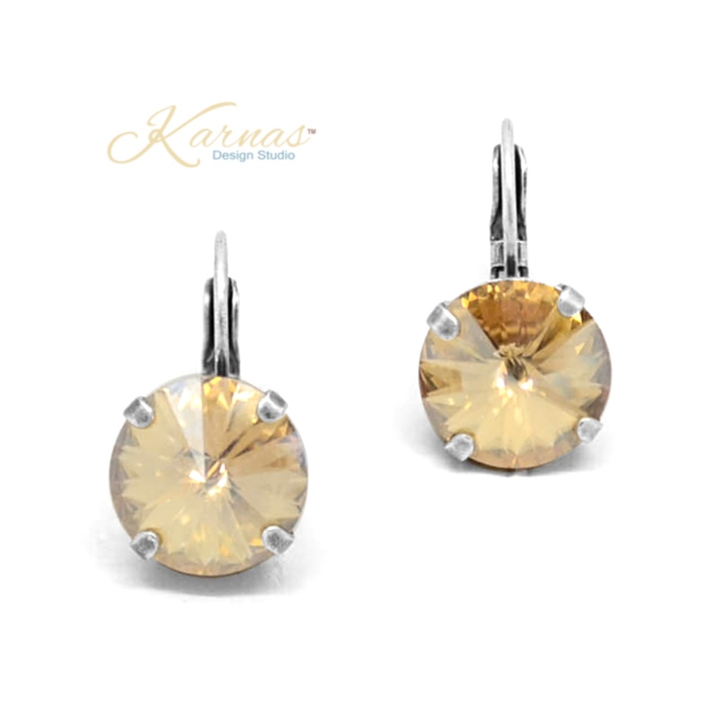 Golden Shadow Leverback Earrings Premium Crystal